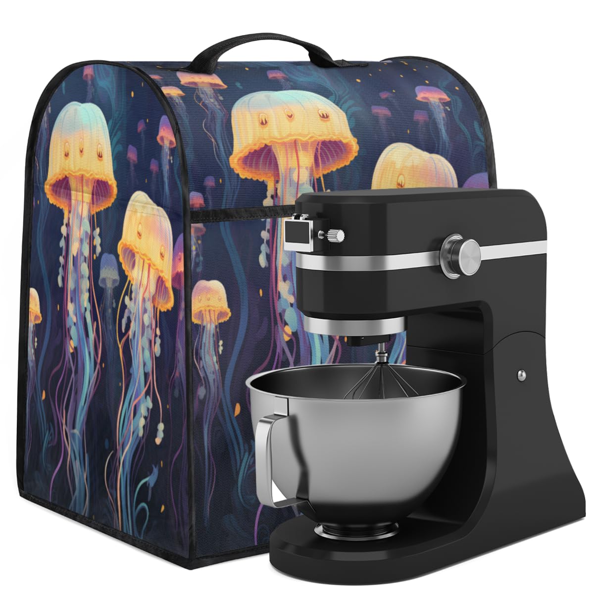 Coffee Maker Cover Ocean Jellyfish Theme Kitchen Appliance Covers Small Appliance Covers Blender Cover Juicer Cover Dust Covers for Kitchen Appliances with Top Handle and Pockets,Washable,B111