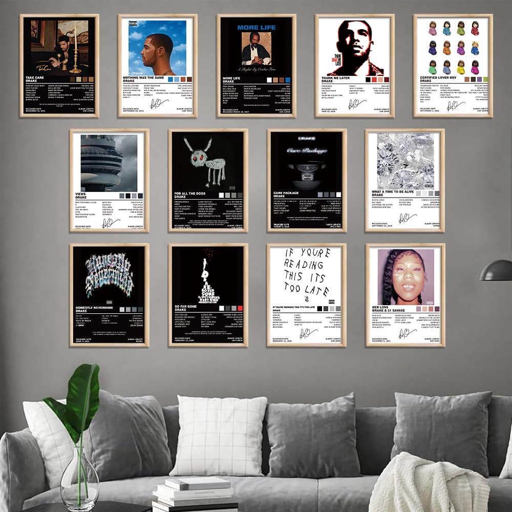 OOzie Poster Drake - Couverture De Rappeur - Décoration Murale - Poster Sur Toile - Décoration De Chambre à Coucher - 30 X 45 Cm - Style 1 Sans Cadre