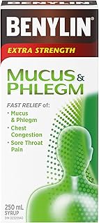 BENYLIN Extra Strength Mucus and Phlegm Syrup, Relieves Chest Congestion and Mucus and Phlegm 250mL