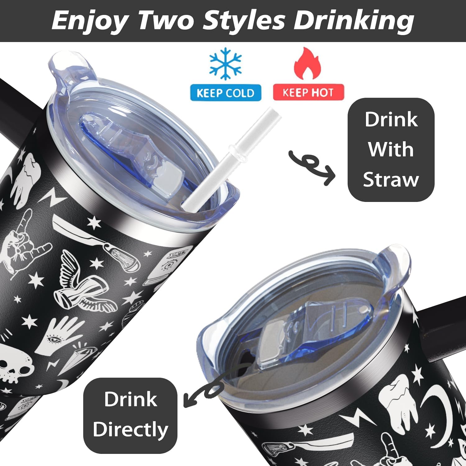 Amazon.com | qynspngs 40oz Horror Goth Tumbler with Handle