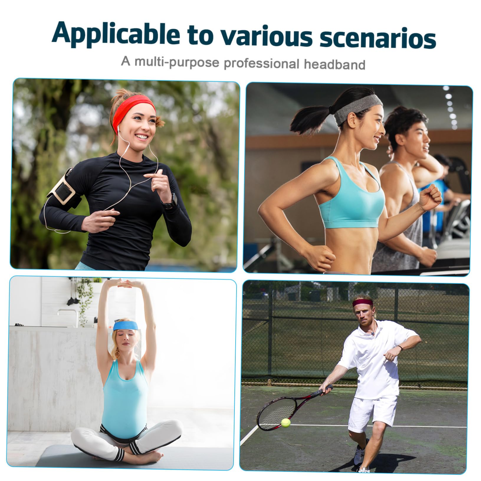 4 set di fasce per capelli da yoga, sportive, per sport, corsa, da uomo, traspirante, in poliestere, cotone, 6 pezzi x 4