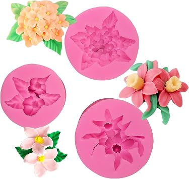 3 Pcs Flower Silicone Molds, Silicone Candy Mold For Sugarcraft, Chocolate,Cupcake Toppers, Soap, Polymer Clay,Crafting Projects,Wedding Cake Decoration