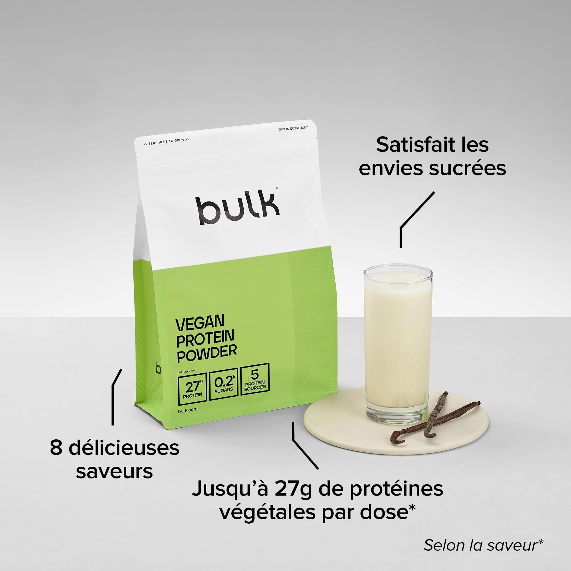 Bulk Vegan Protein Powder, Shake protéiné végétal, Chocolate Peanut, 2.5 kg, New & Improved Formula