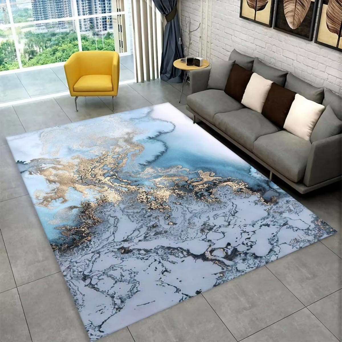 Tapis Décoratif À Texture Marbrée 3D, Modernes en Marbre Carpet pour Salon, Tapis De Jeu Moelleux pour Adolescents Et Enfants Convient pour Chambre, Couloir Et Salle (Couleur 5,160x230cm)