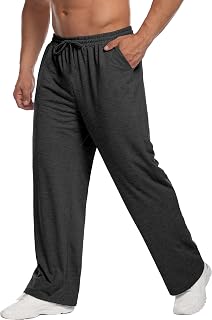 Deyeek Men's Lightweight Open Bottom Sweatpants with Deep Pockets