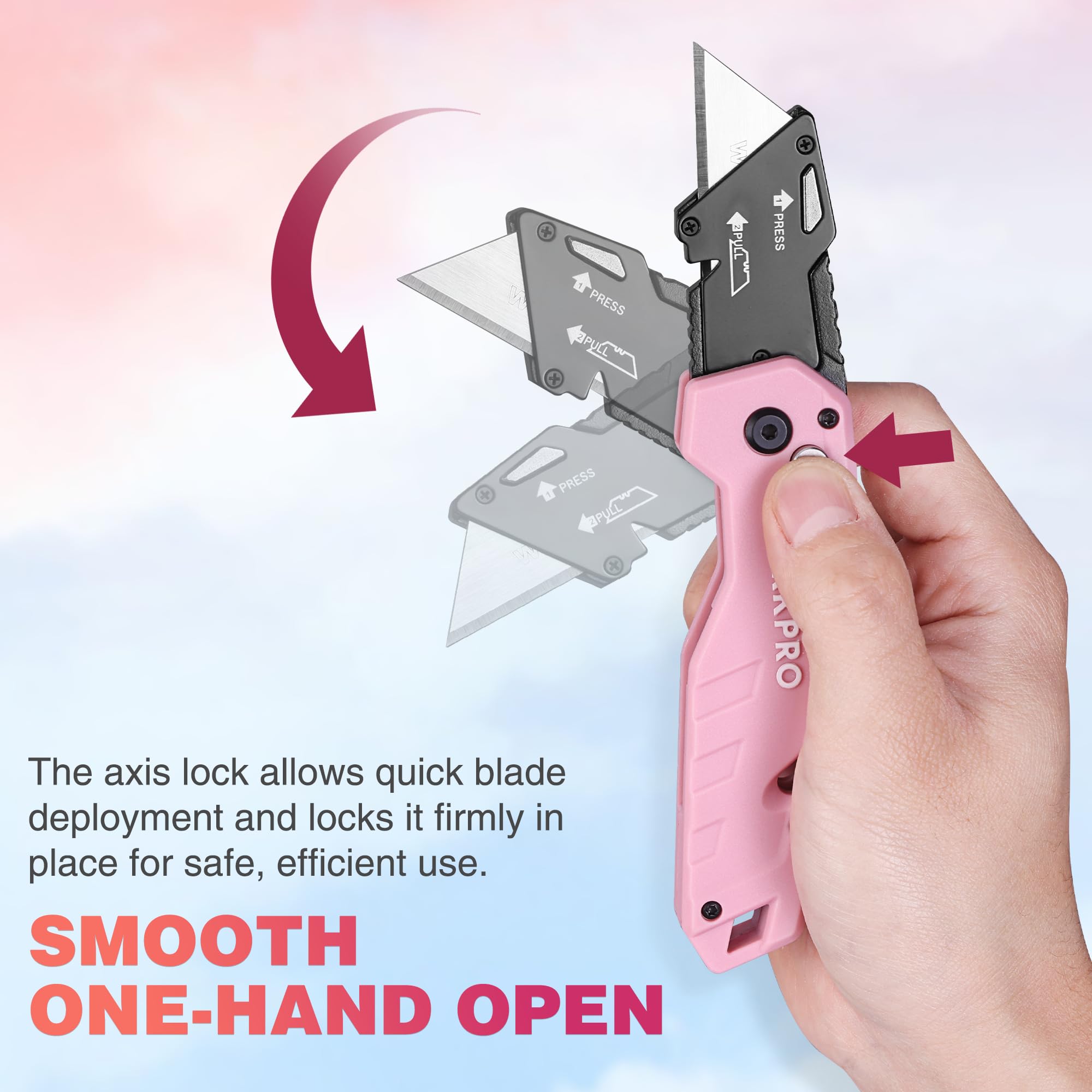 WORKPRO Folding Utility Knife - Pink -5