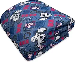 Edredom Estampado 1 Peça Portallar Disney Mickey Simpatico/Azul Jeans Solteiro