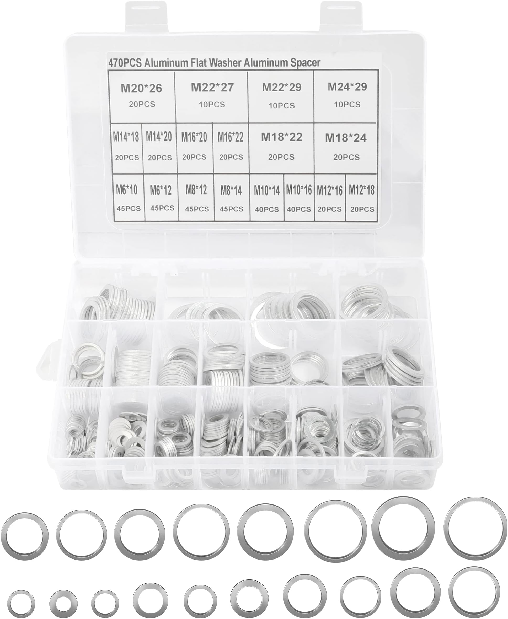 AOCISKA 470 Pieces Steel Flat Washers Assortment Kit