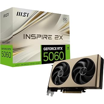MSI GeForce RTX 5060 8 G Inspire 2X OC - 8GB GDDR7 (28Gbps/128-bit), PCIe 5, Boost: 2535 Hz, HDMI 2.1b, DisplayPort 2.1b