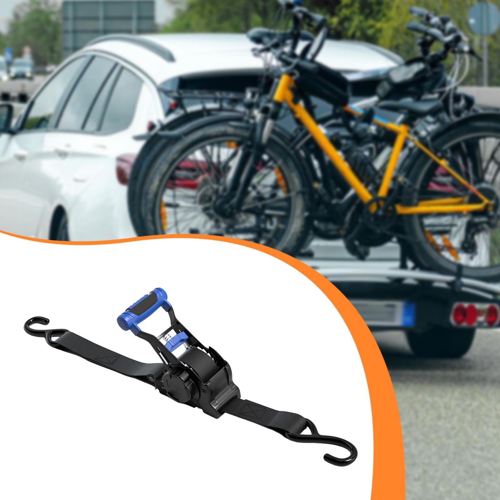 perfk Cinghia a cricchetto retrattile automatica, ganci a S, comoda cinghia di fissaggio a cricchetto retrattile per il fissaggio di rimorchi per, Blu