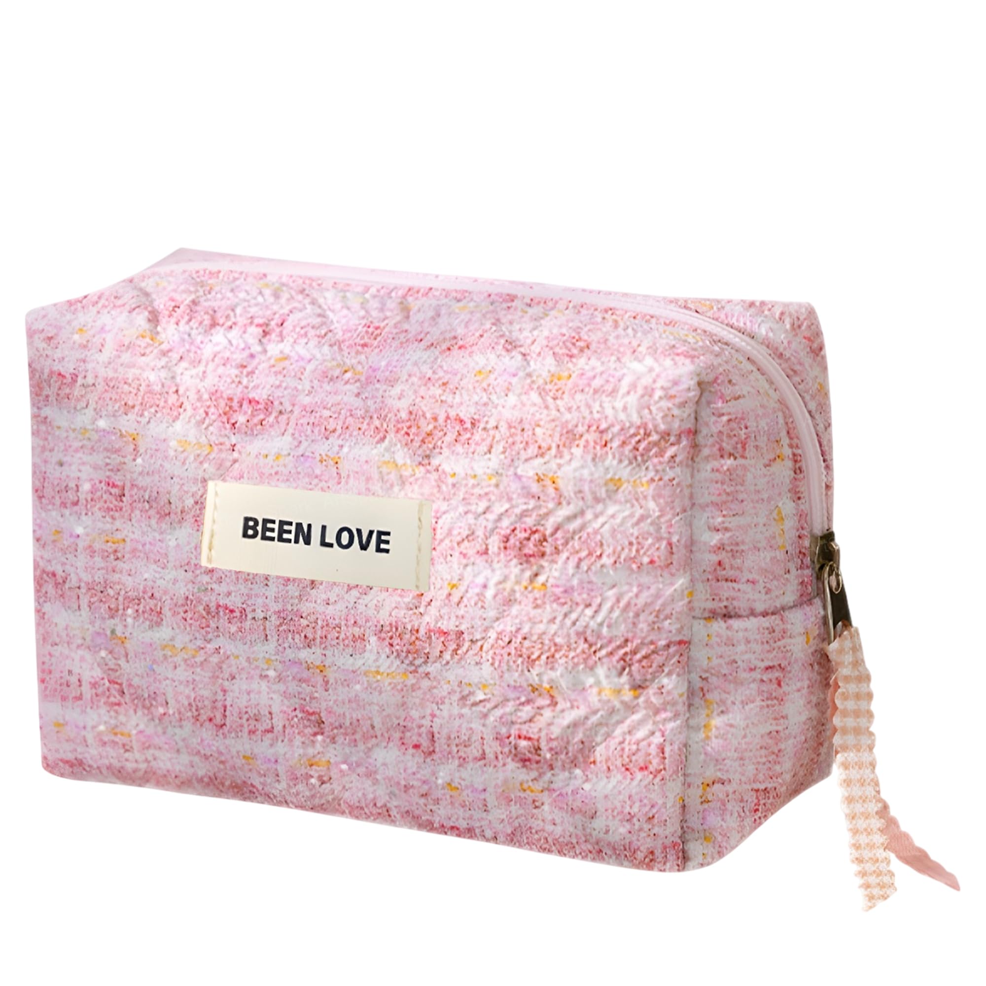 ArtSpark Makeup Pouch - Travel Cosmetic Bag, Multipurpose Handheld Portable Storage Zipper Purse for Women, Cute Cotton Toiletry Organizer Bag (Pink)-image-16
