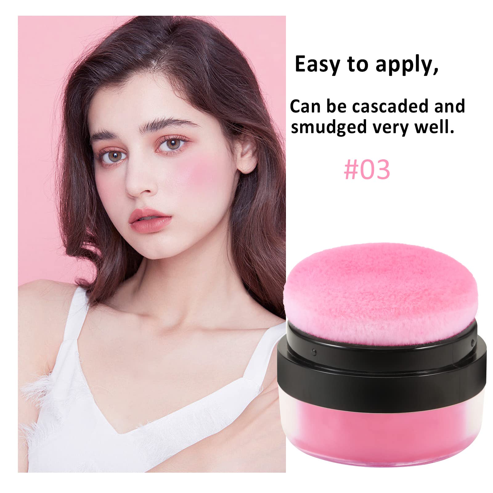 Boobeen Blush poudre libre, Blusher naturel pour les joues, Blush hautement pigmenté, maquillage facile à estomper, à porter tout au long de la journée.