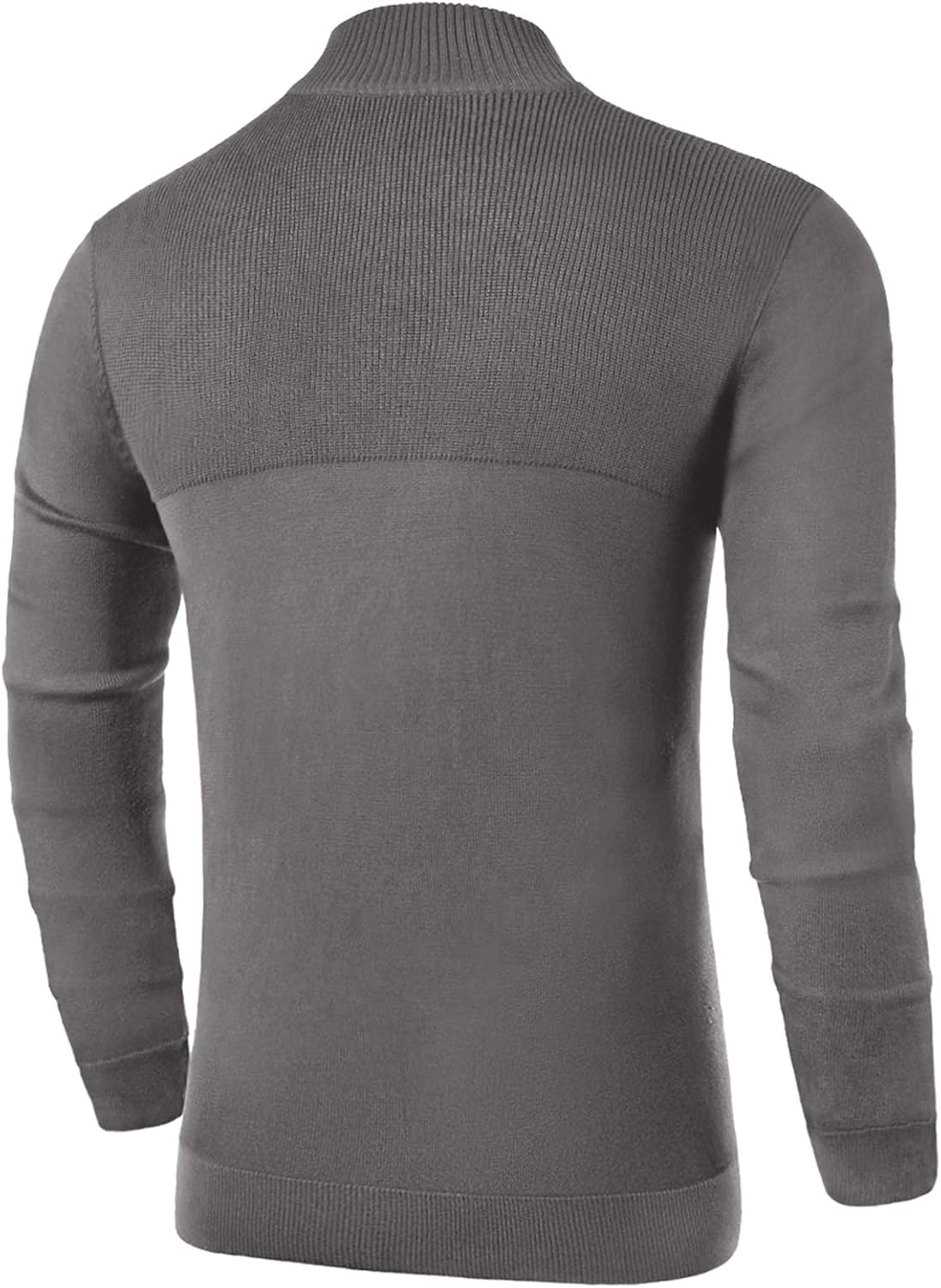 NITAGUT Mens Slim Fit Zip Up Mock Neck Polo Sweater Casual Long Sleeve Sweater and Pullover Sweaters with Ribbing Edge Large Grey
