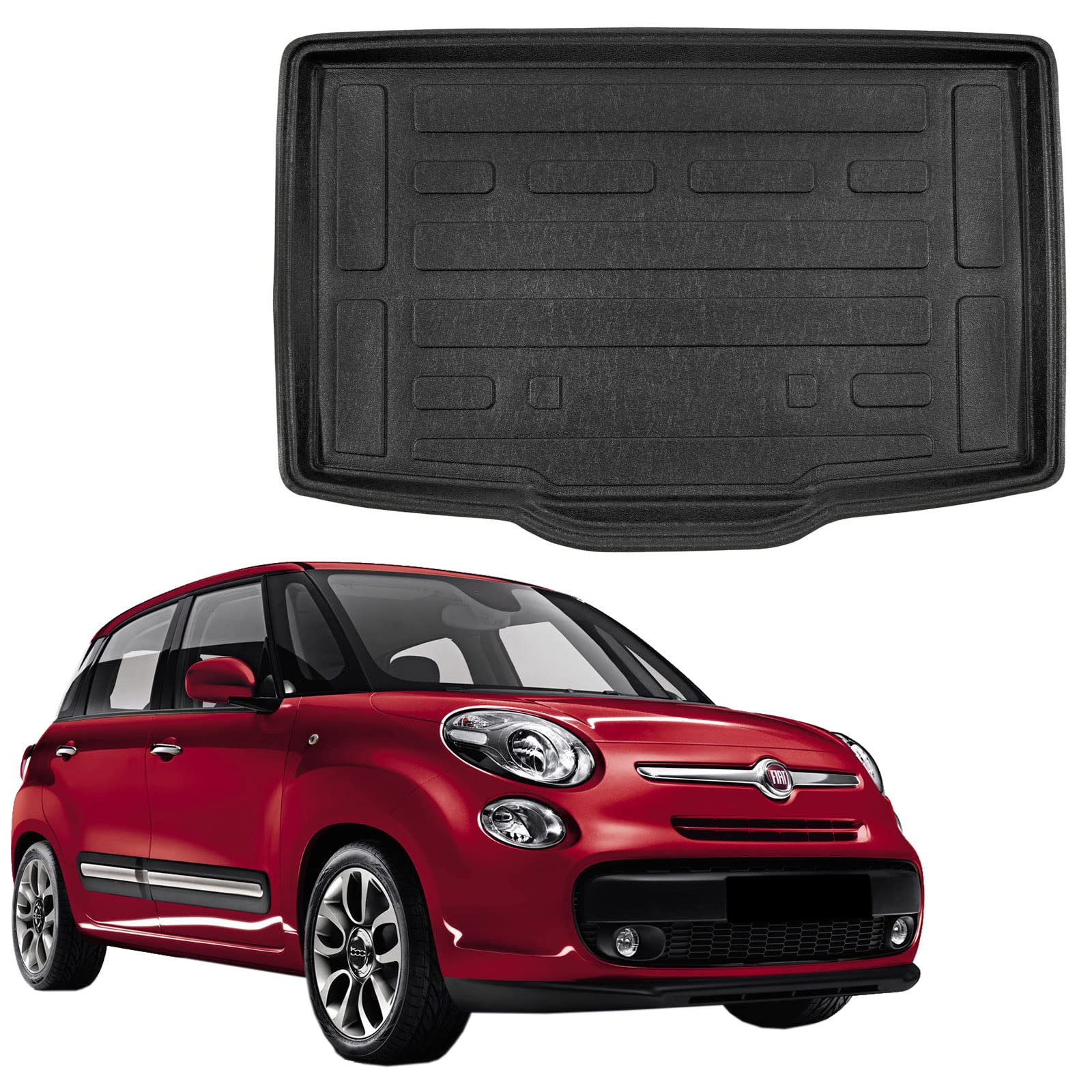 SCOUTT Vasca Bagagliaio per Fiat 500L 2012-2022, in TPE su Misura, Proteggi Baule con Bordo Alto 4 cm, Antiscivolo, Inodore