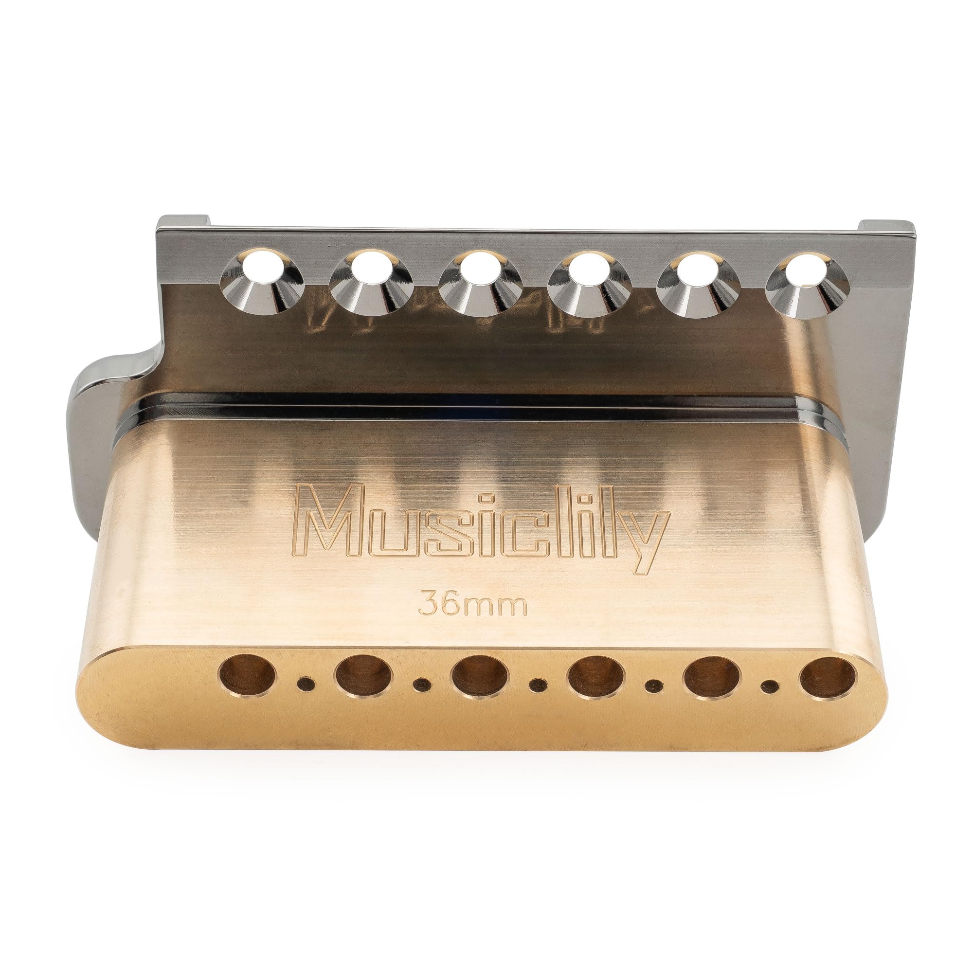 Musiclily Ultra 52,5mm Solidny Mosiężny 6 śrub Mostek Tremolo Ostrze Nożowe z Blokiem 36mm do Gitary Elektrycznej typu Strat, Hybrydowy