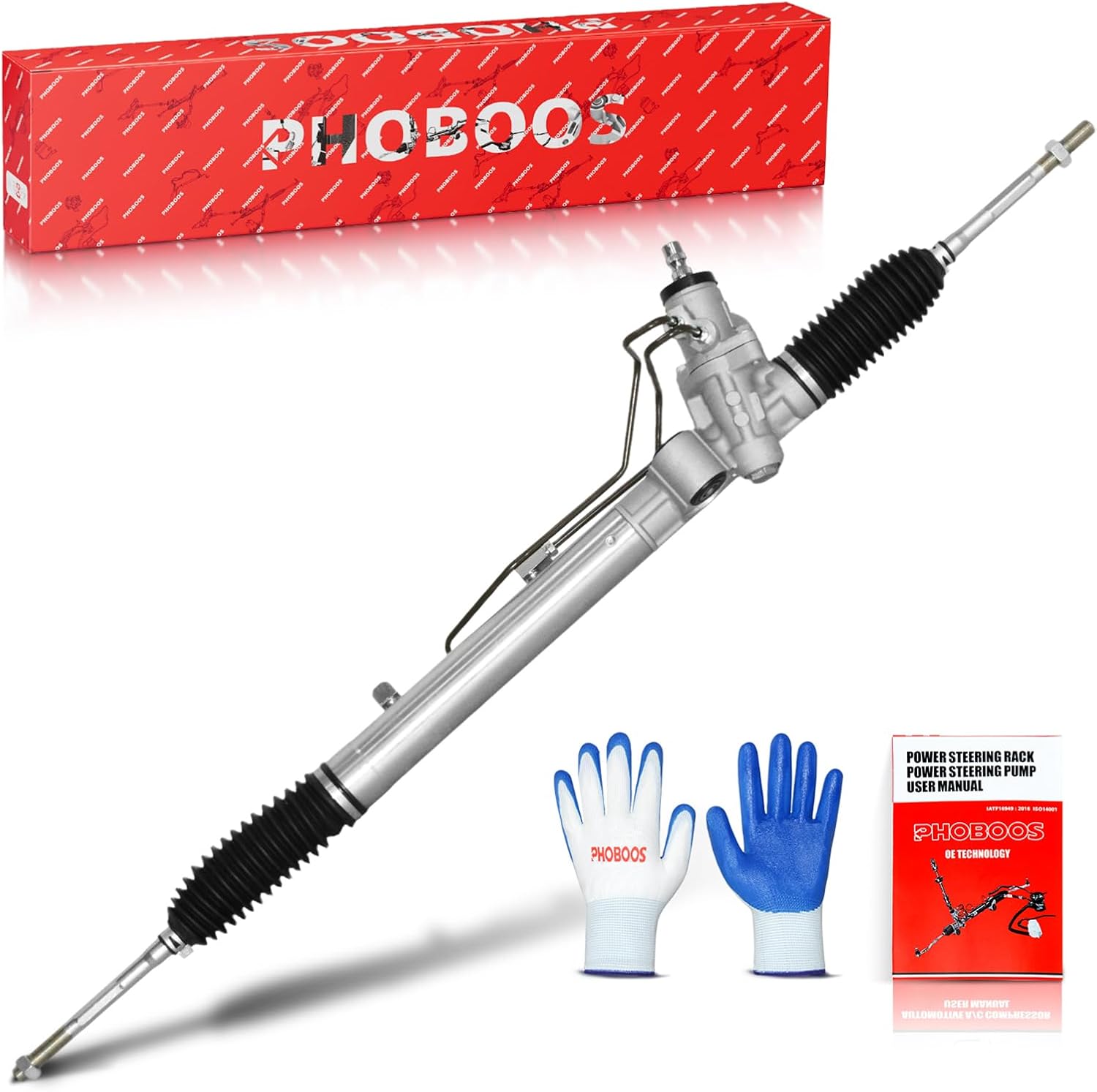 PHOBOOS Hydraulic Power Steering Rack and Pinion Assembly Compatible with Toyota Tacoma 1998-2004 2.4L/3.4L, RWD, New Unit, Leak Resistance, Direct Fit, Ref. 97-1611 PBPSR029