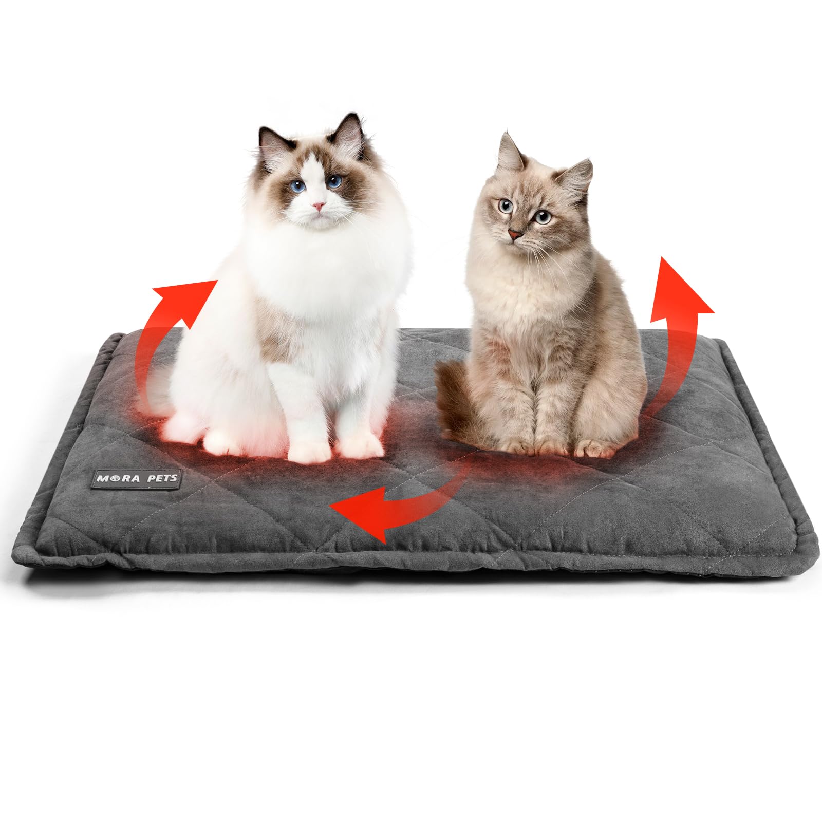 Mora Pets Tappeto riscaldante gatto Coperta autoriscaldante per gatti e cani Tappetino riscaldante Senza elettricità e batterie Coperta termica Rimovibile e Lavabile 76 x 52 cm