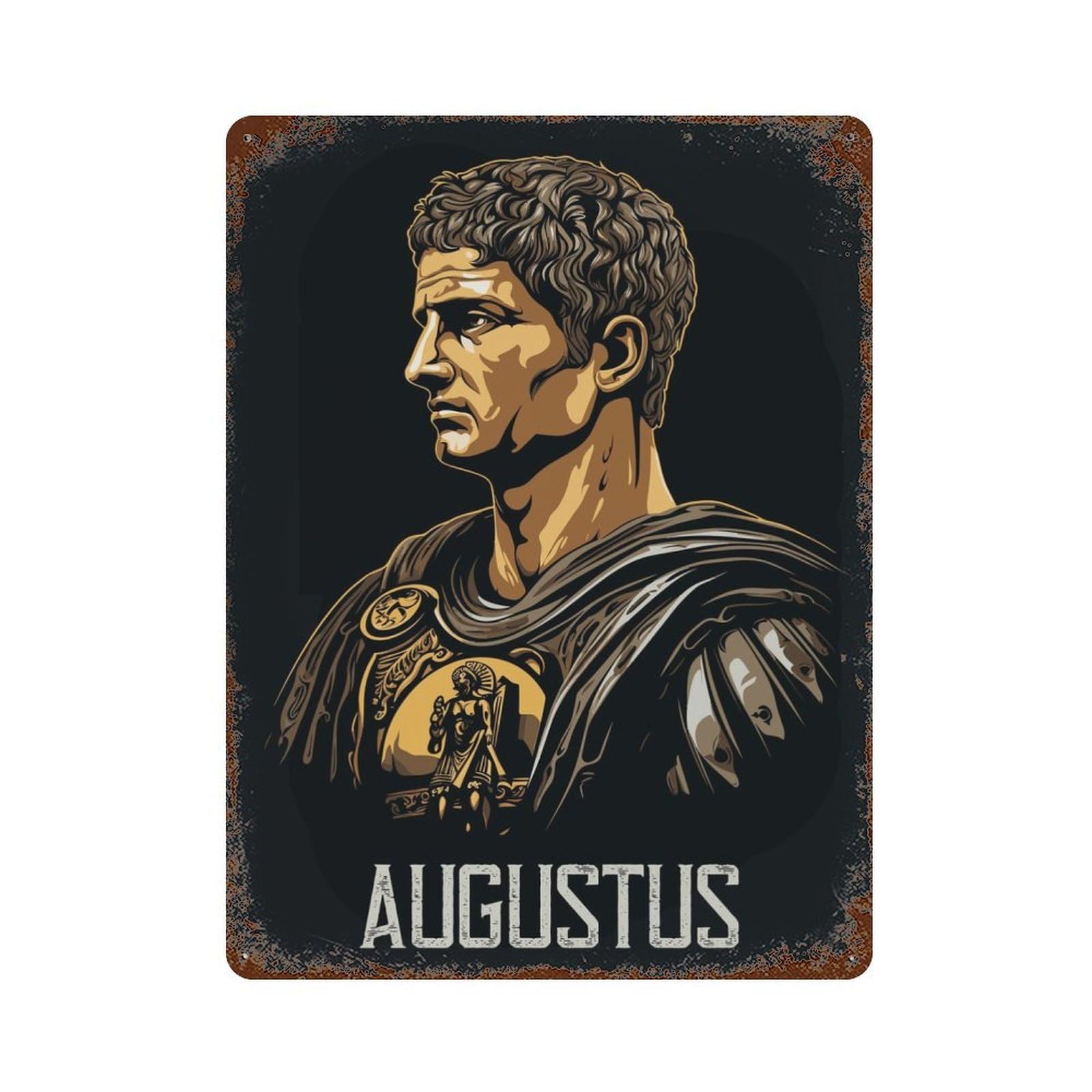 Emperor Augustus Octavian Decorative Tin Sign 15.7"x11.8", Ideal for Garage, Bar And Workshop Decor