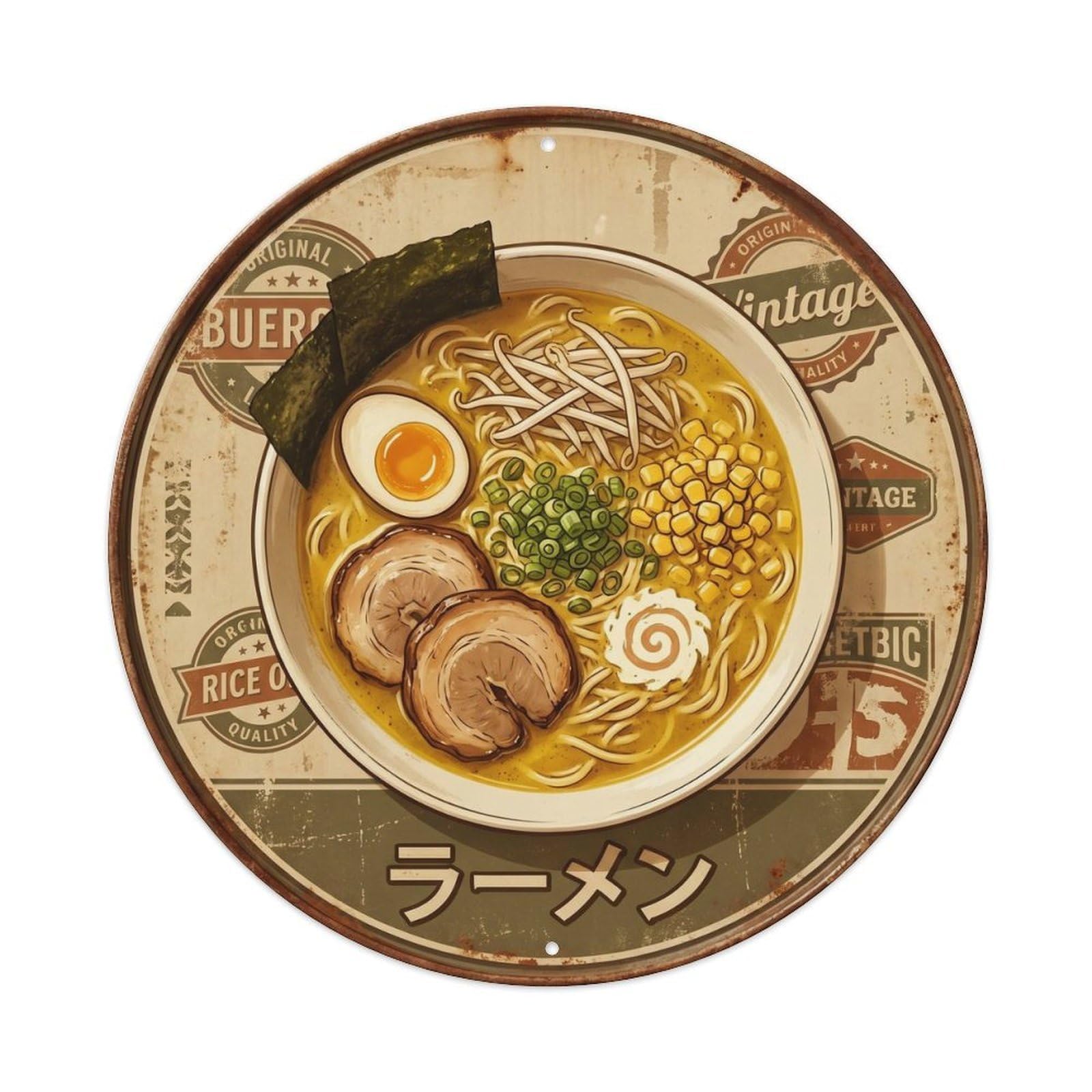 Cxhjca 8X8inch(20X20cm) Ramen Japanese Soup Bowl Roadside Diner Kitchen Cuisine Metal Tin Sign