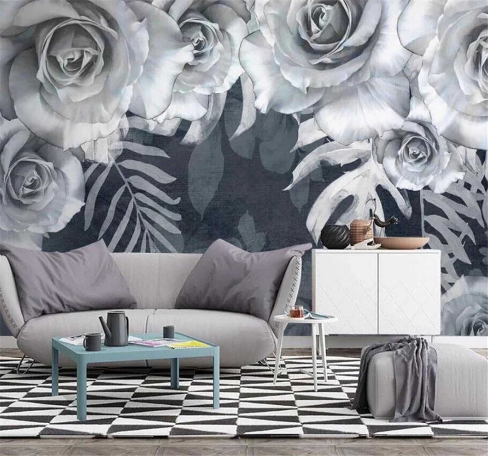 Wallpaper-3D-Xlm 250Cm×170Cm(B×H) Minimalist Three Dimensional Simple Vintage Flowers 3D Wallpaper Easy Install Feature Office Living Room Sofa Bedroom Tv Background Wall Decoration-250Cm×170Cm