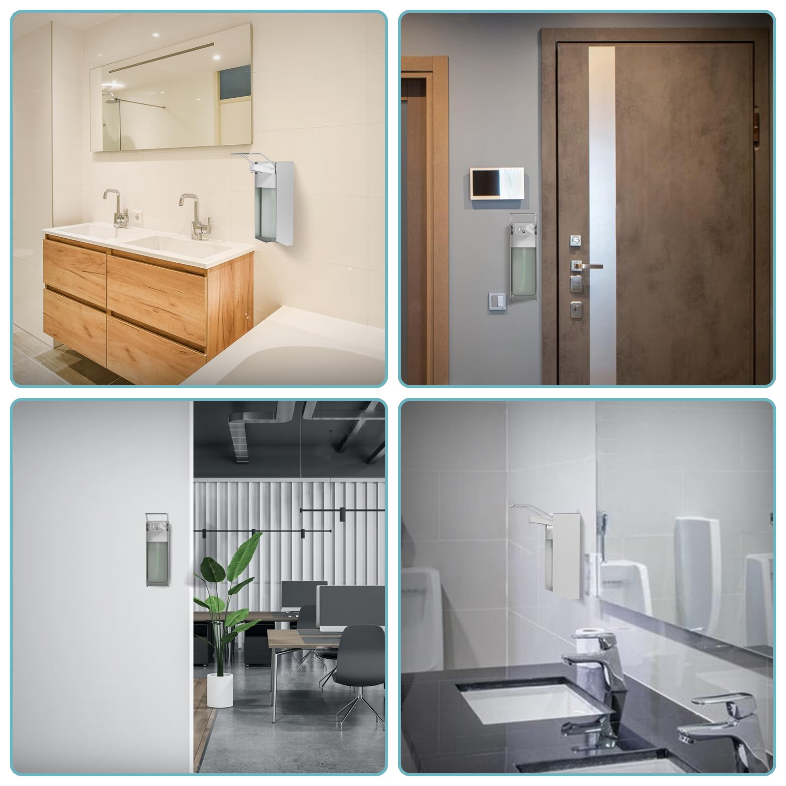 Eurospender 1000MLx2, Seifenspender Wandbefestigung, Seifenspender Mit Ellbogendruck Für Desinfektionsmittel Und Handseifen, Weißer Soap Dispenser, Aluminium