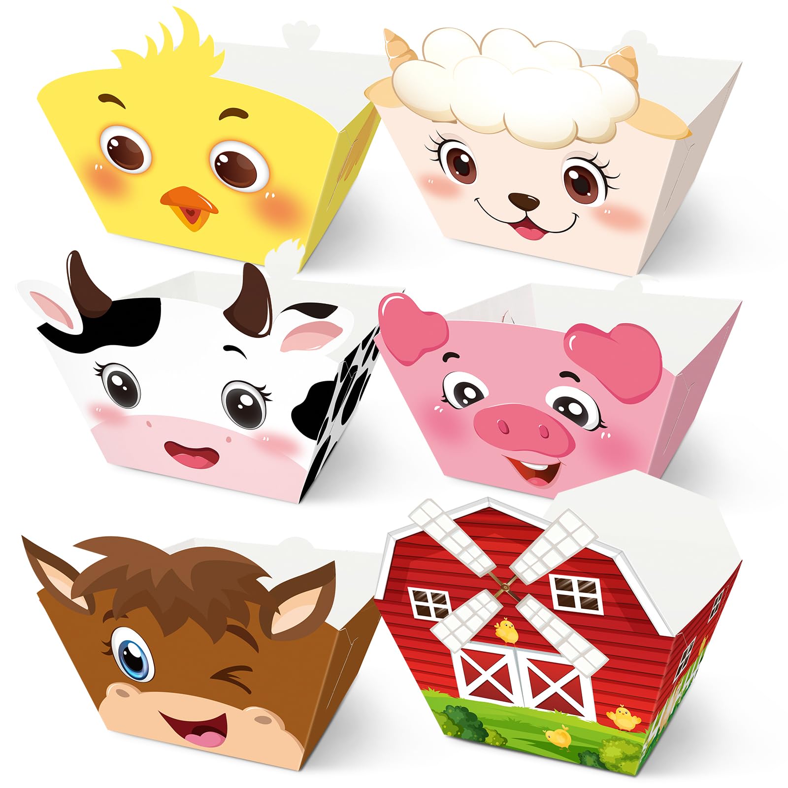 FRIDAY NIGHT Farm Animal Paper Food Trays Snack Bowls 24 PCS Disposable Serving Tray Farmhouse Barnyard Party Supplies Birthday Baby Shower Decorations
