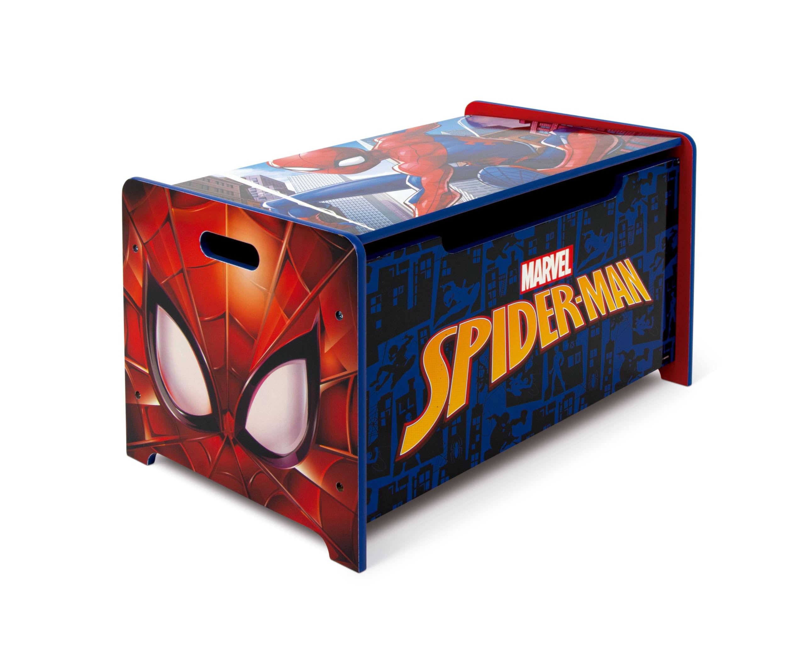 ARDITEX - Banco juguetero de madera de Spiderman (de Marvel) - 62.5x40x37cm - Color azul y rojo - Ideal para almacenar juguetes, ropa o cosas en un dormitorio infantil