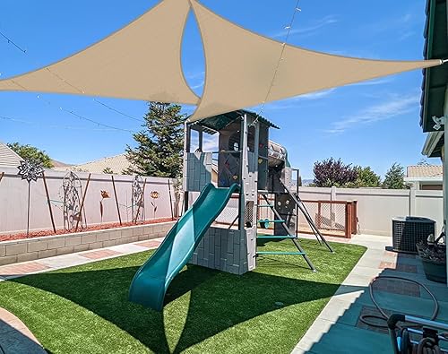 Coarbor Toldo cuadrado tipo vela triangular equilátero de 7 x 7 x 7 pies, resistente al sol, resistente al sol, grado comercial para patio al aire disponible en Yaxa Peru