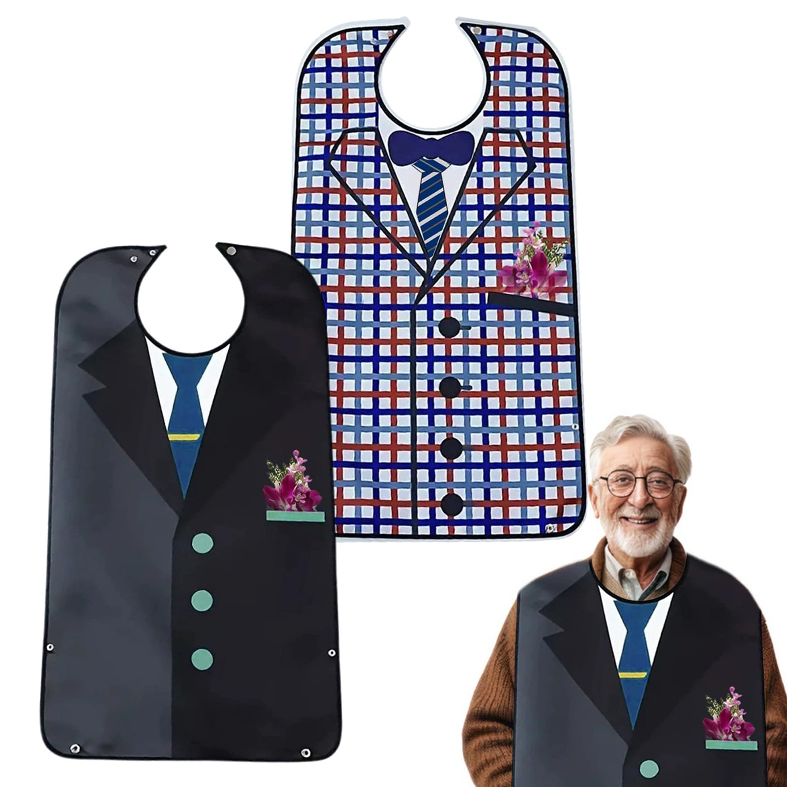 atnayo Bibs for Adults, 2 Pcs Waterproof Reusable Adult Bib for Elderly, Disabled