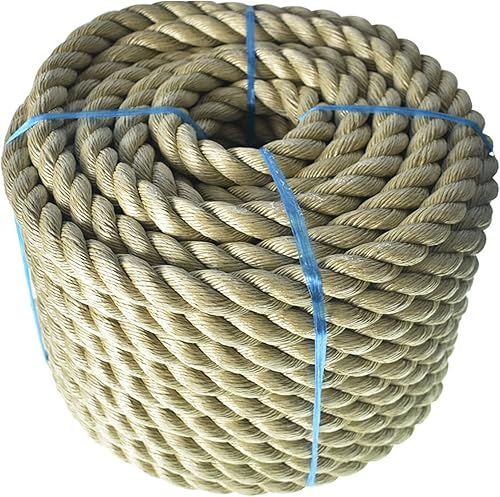 TINVHY Cuerda trenzada de Manila, cuerda sintética de cáñamo de polipropileno trenzado de tres hebras, utilizada para decoración de interiores o
