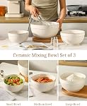 Ensemble de bols de mélange en céramique 3, Grandes cuvettes (10"/8"/6") pour cuisson, cuisine, service, préparation des aliments, pétrissage, salade et soupe