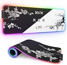 ITNRSIIET RGB Gaming Mouse Pad, Full Desk XL Extended Large Gaming Mousepad, 12 Light Modes, Ultra Thick, Big LED Desk Mat for Keyboard Computer Men Gamer Esport Pros, 32" x 12", Anime Japanese Sakura