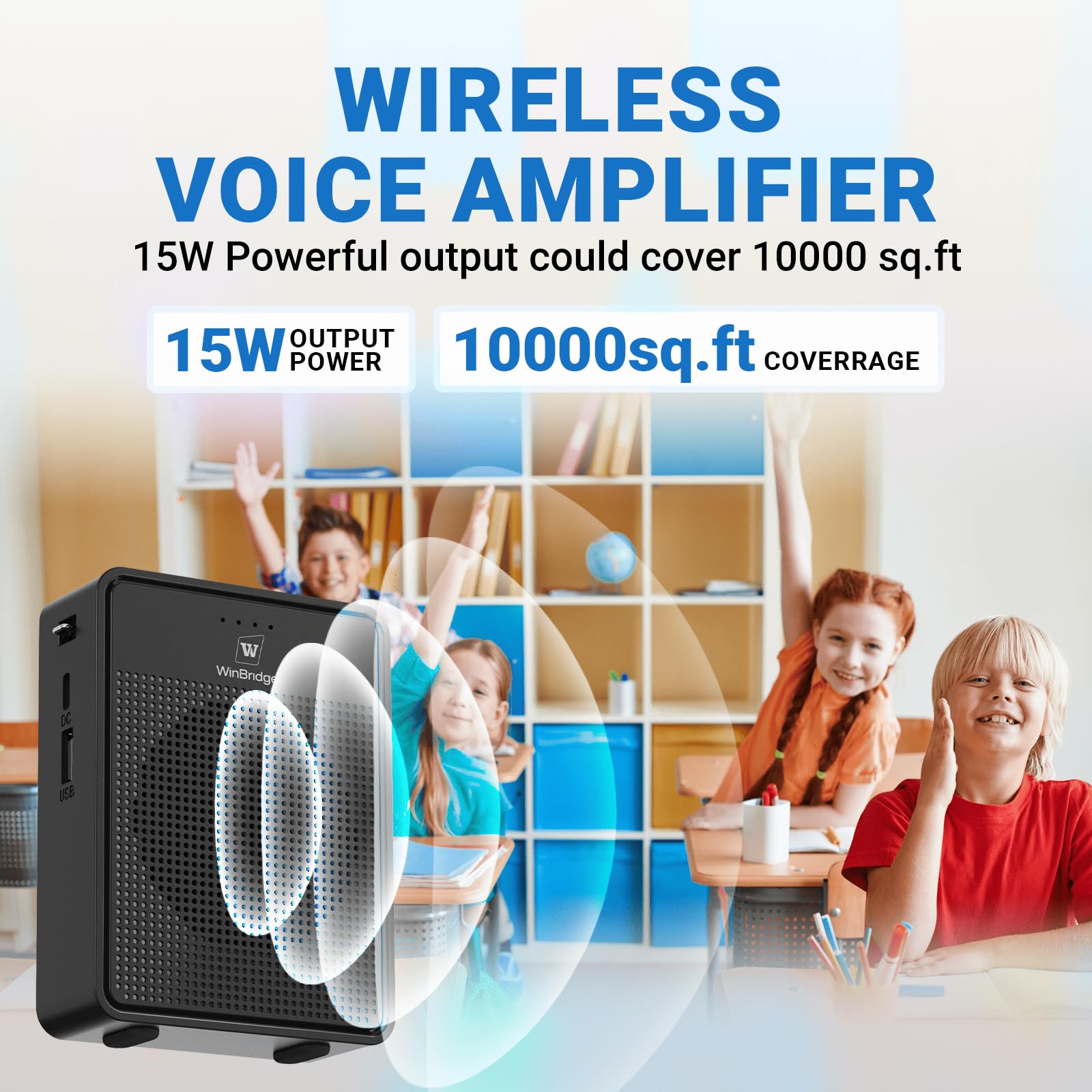 Amplificateur de voix sans fil, son original, microphone et haut-parleur ultra portable, haut-parleur mégaphone 15 W avec microphone Bluetooth, système de sonorisation personnel pour enseignants