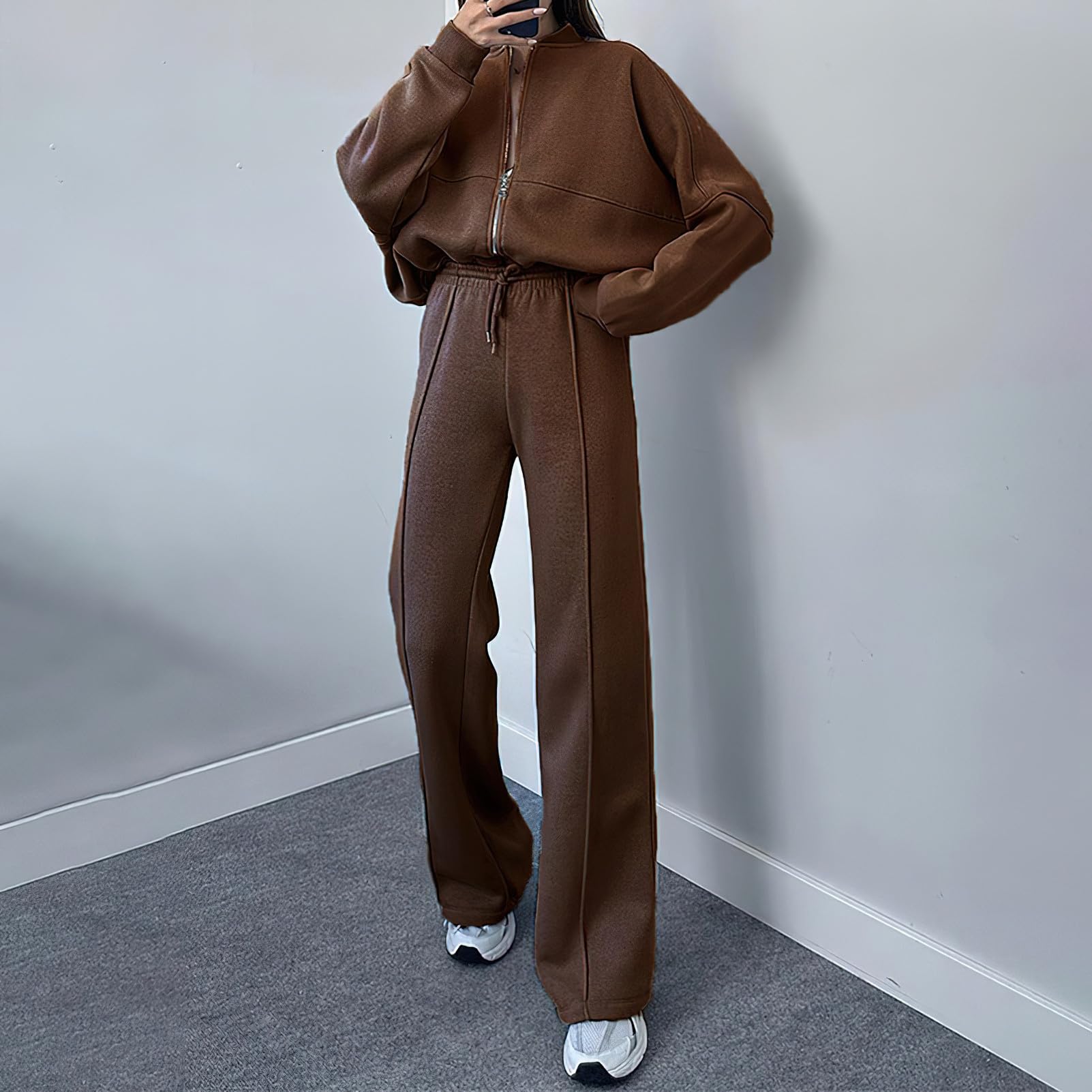 amropi Chándal de Mujer Chaqueta Sudadera con Cremallera y Pantalón Deporte Conjunto — view 7