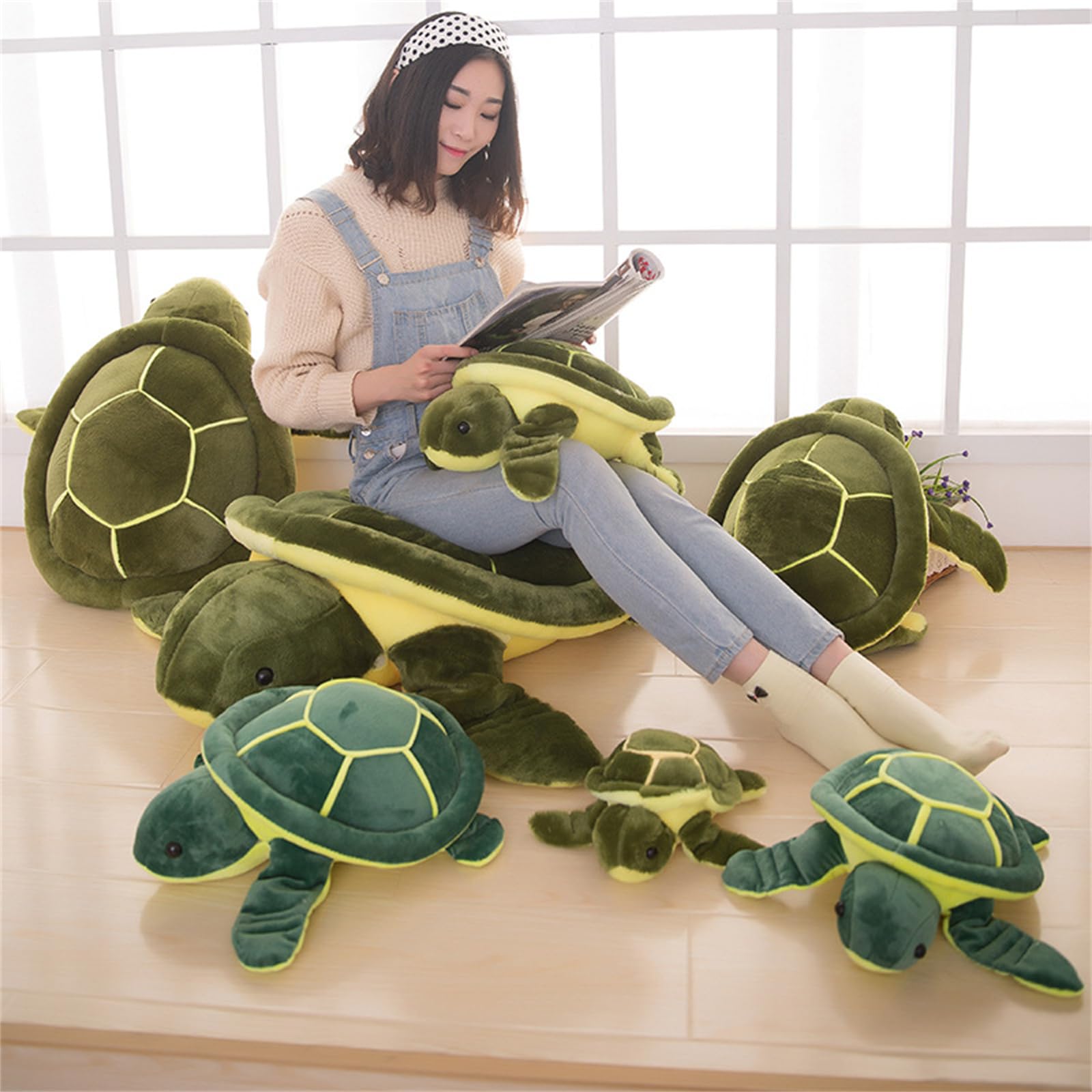 Schildkröte Kuscheltier, Große Plüschschildkröte Plüschtier - Weiches Flauschiges Grünes Kuscheltier (65 cm, Grün)