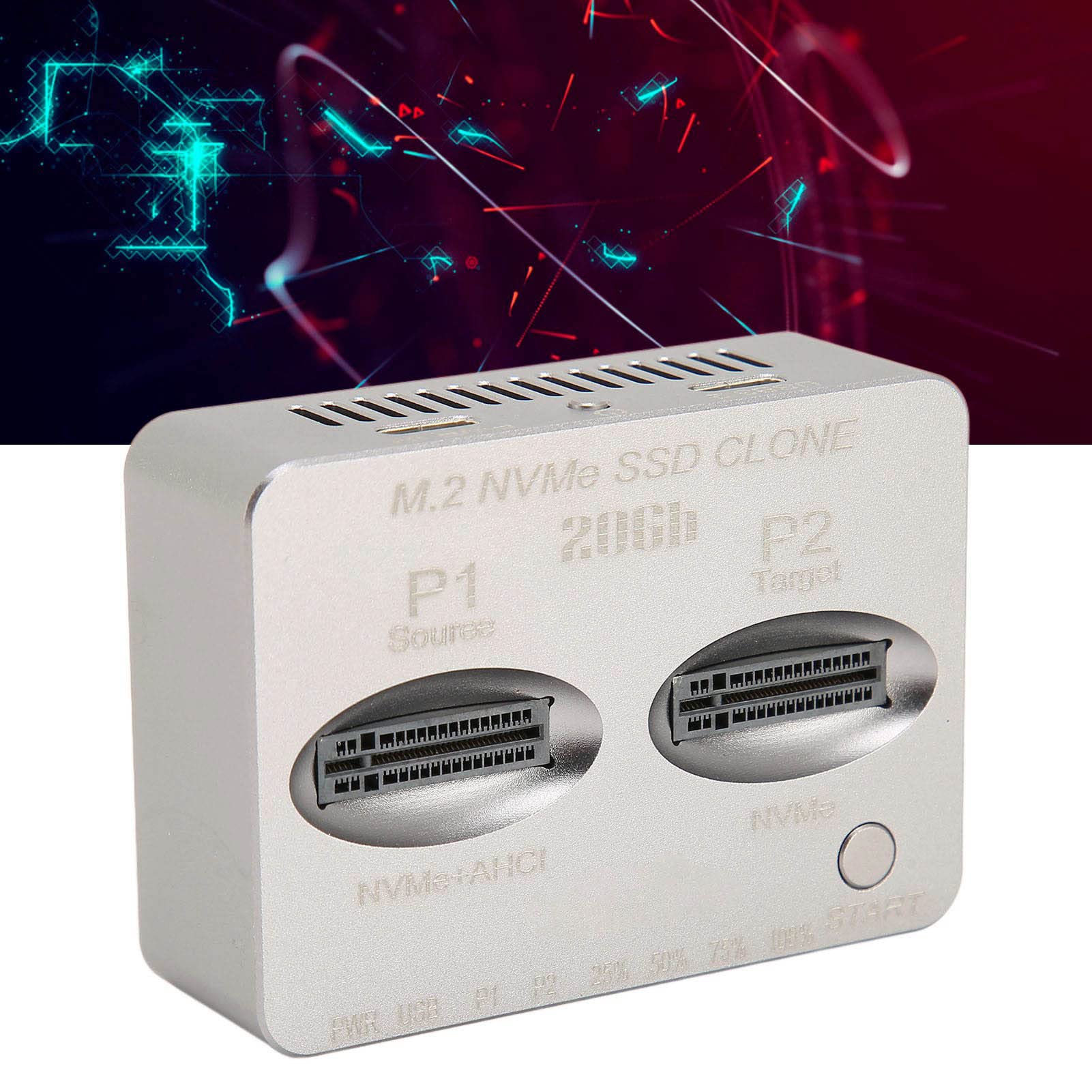 Stacja Dokująca M.2 NVMe SATA, Duplikator Dysków Twardych M.2 Solid State System JMS586U Master, Duplikator Podwójnych Dysków M.2 NVMe/SATA, USB 3.2 TYPE-C Gen2x20 Gb/s.