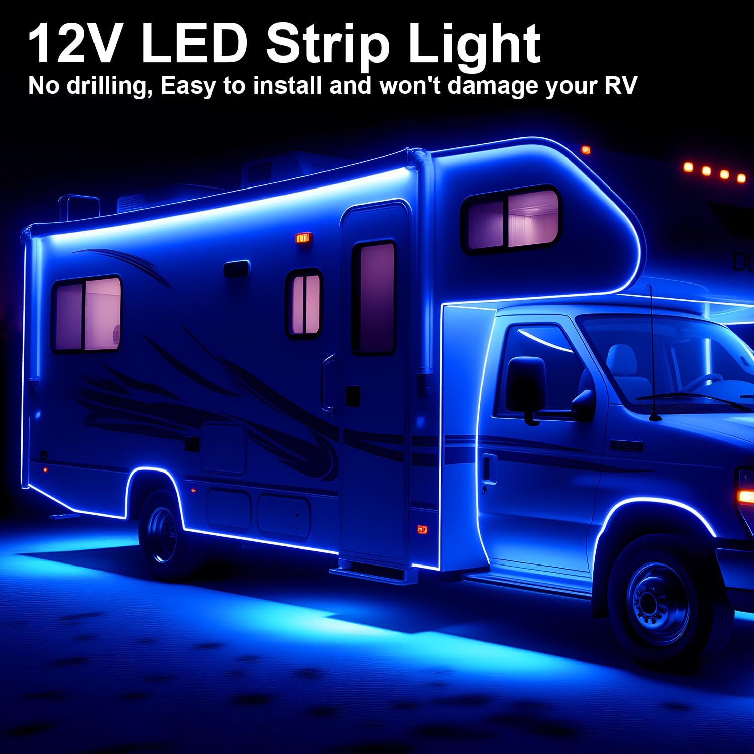 Bande lumineuse LED bleue de 6 m pour véhicule récréatif, étanchéité IP68 pour camping-car, remorques de voyage, camping-car, camions de nourriture