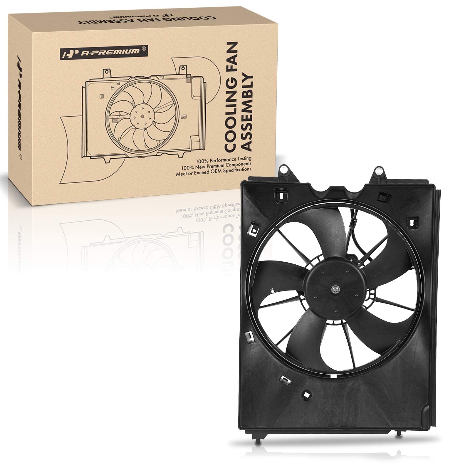 A-Premium Left Engine Radiator Cooling Fan Assembly Compatible with Honda & Acura Models - Pilot 2016-2022, Ridgeline 2017-2022, Passport 2019-2022, MDX 2014-2020 - Replace# 190155J6A01, 190305J6A01