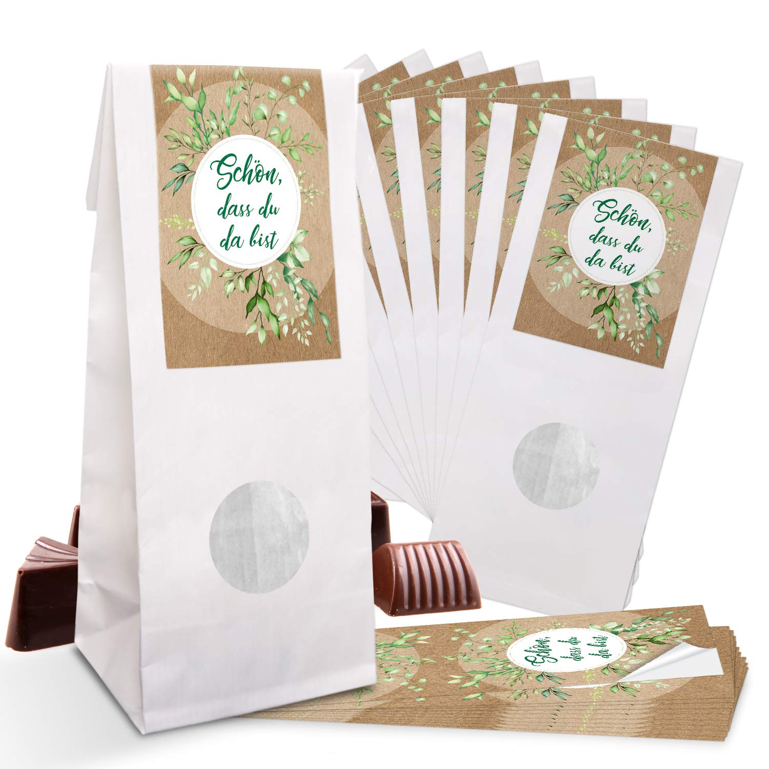 Logbuch-Verlag - Sacchetti regalo in carta kraft, con finestra, 7 x 4 x