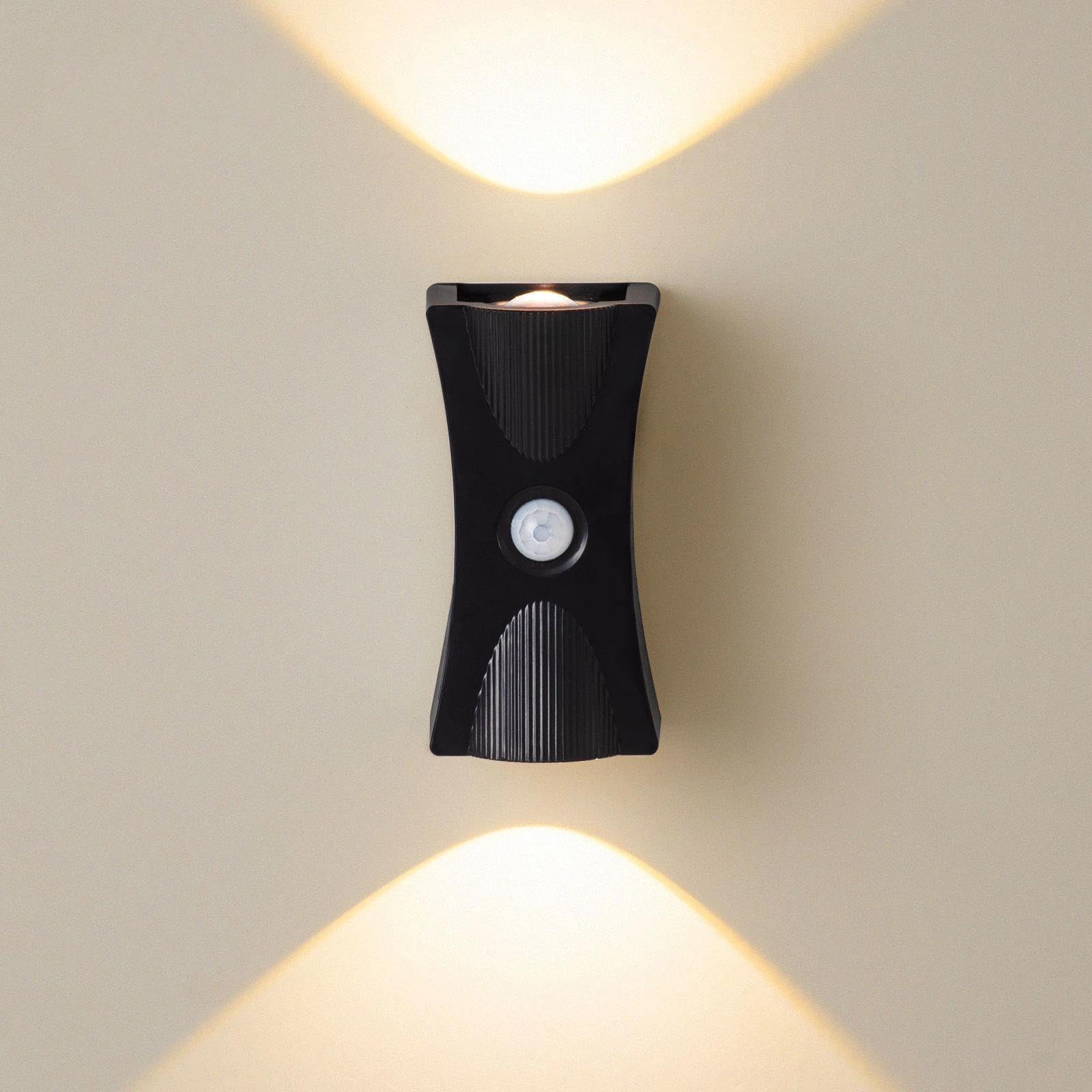 Motion Sensor Night Light, Rechargeable Wall Lights(Black,Tricolor light)