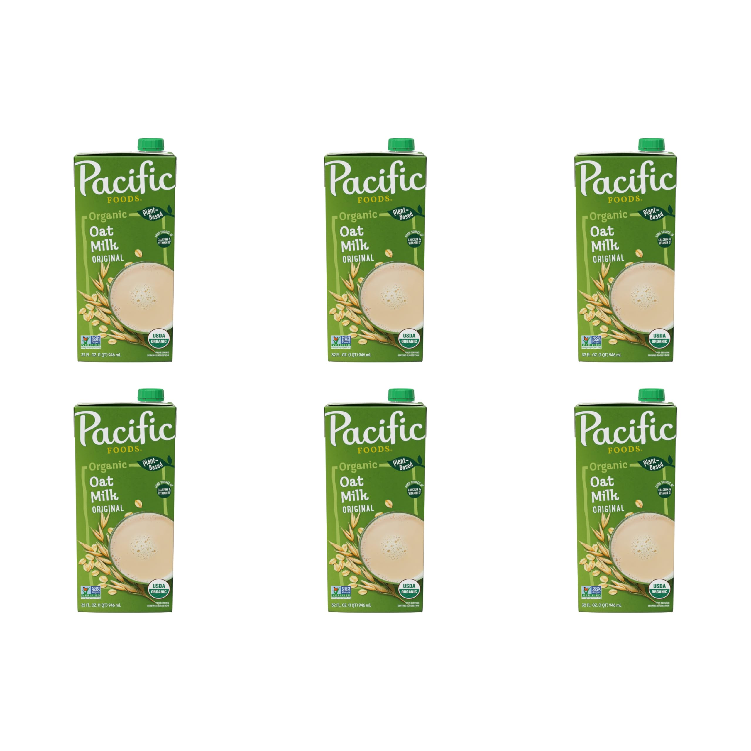 Pacific Foods Original Organic Oat Milk, Plant Based Milk, 32 oz Carton (Pack of 6)
