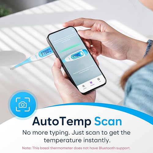 Easy@Home Digital Basal Thermometer with Blue Backlight LCD Display, 1/100th Degree High Precision and Memory Recall, NOT Bluetooth Enabled – Supports Premom App Scan, Blue(Blue)