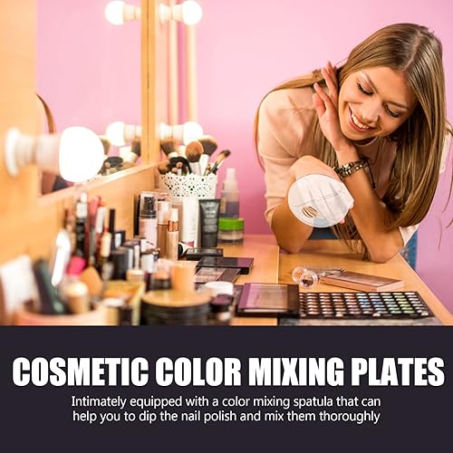 2sets Makeup Mixing Palette with Spatula for Cosmetic Color Mixing Makeup Artist Supplies and Nail Art Tools for Women