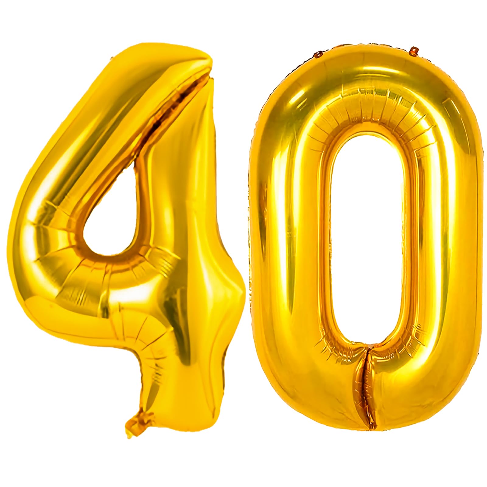 Large Gold 40 Balloon Number, 40th Birthday Decorations, Foil Mylar Big Helium Numbers Balloons for Birthday Anniversary Decorations Party Supplies