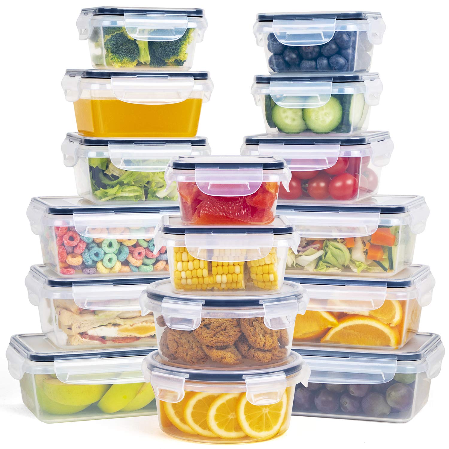 Fooyoo Food Storage Containers with Lids, 16 pc Set, Stackable Space