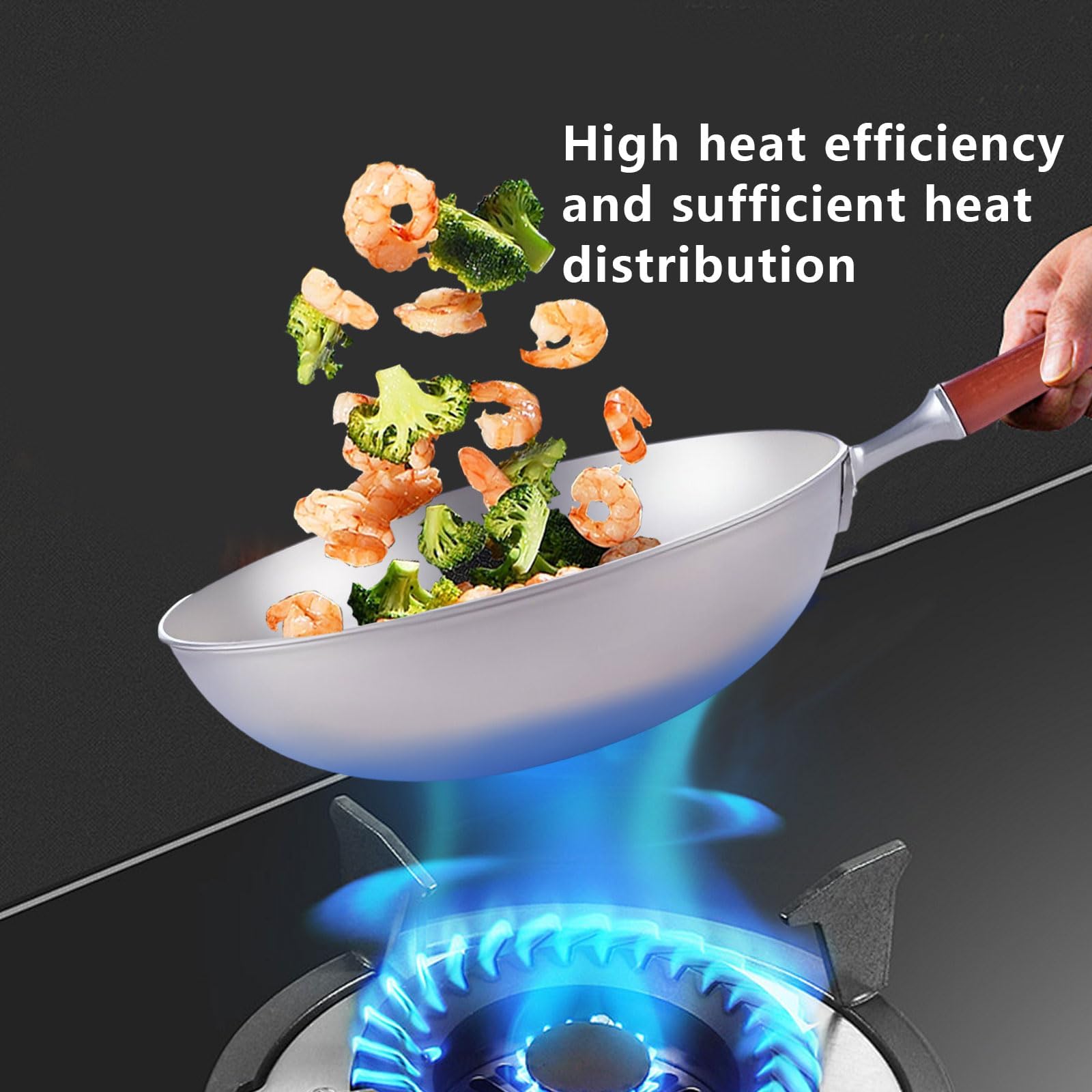 Poêle à frire antiadhésive – Poêle professionnelle résistante aux rayures, facile à nettoyer pour cuisinières à gaz, à induction et électriques, 30 cm