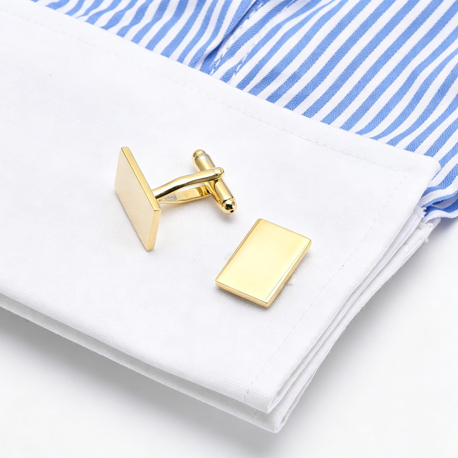 Classique Rectangle Brillant Métal Boutons de Manchettes Homme en Coffret Cadeau Cufflinks Bijoux pour Mariage Affaires Chemise Robe Cadeau Anniversaire