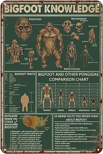Xiddxu Letrero de metal vintage con texto en inglés «Bigfoot Knowledge Bigfoot», regalo para amantes de Sasquatch, letrero de metal de pie grande,