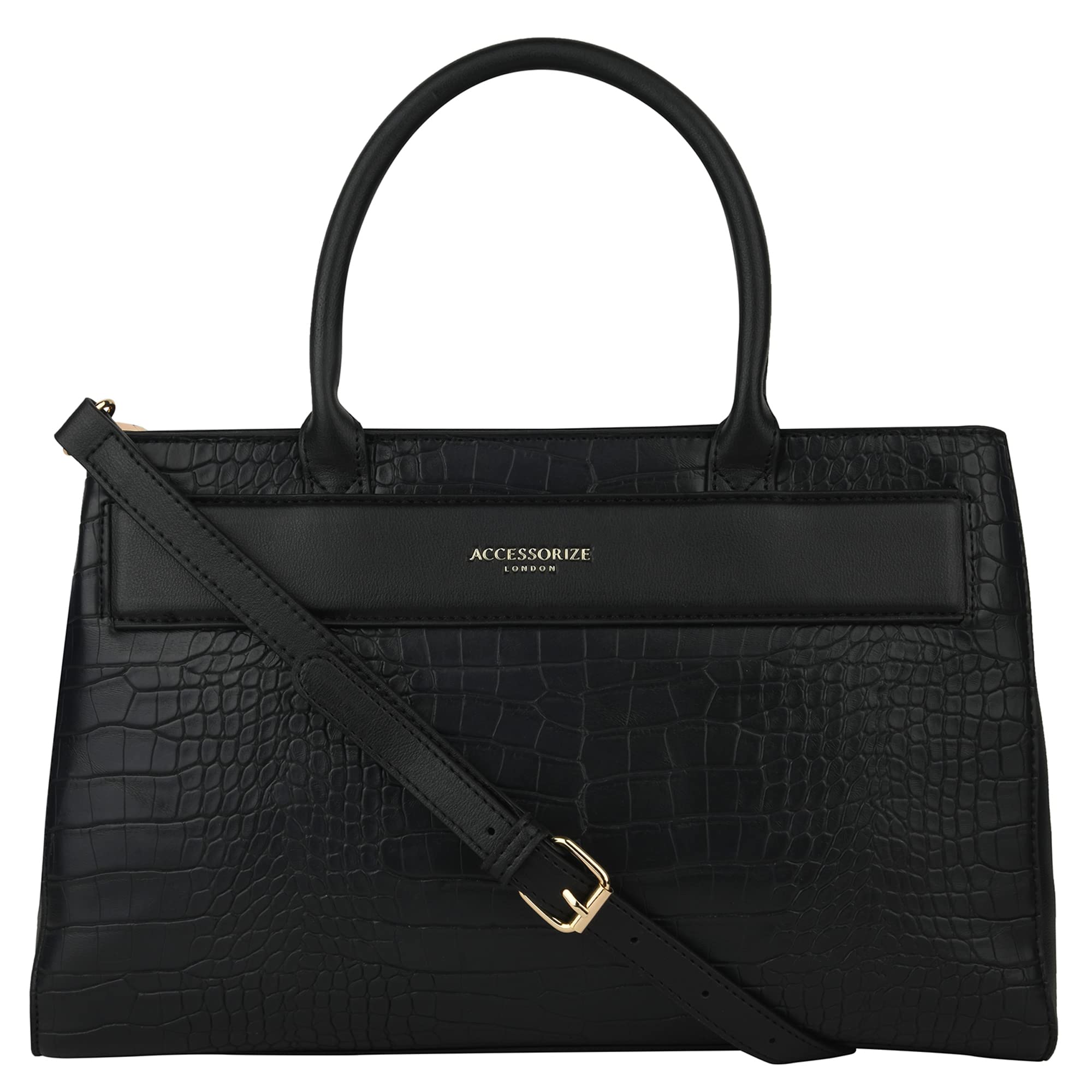 Accessorize London Womens Faux Leather Black Beetel Croc Handheld Bag I Ladies Purse Handbag (B0C1KY129Q) Amazon Price History, Amazon Price Tracker