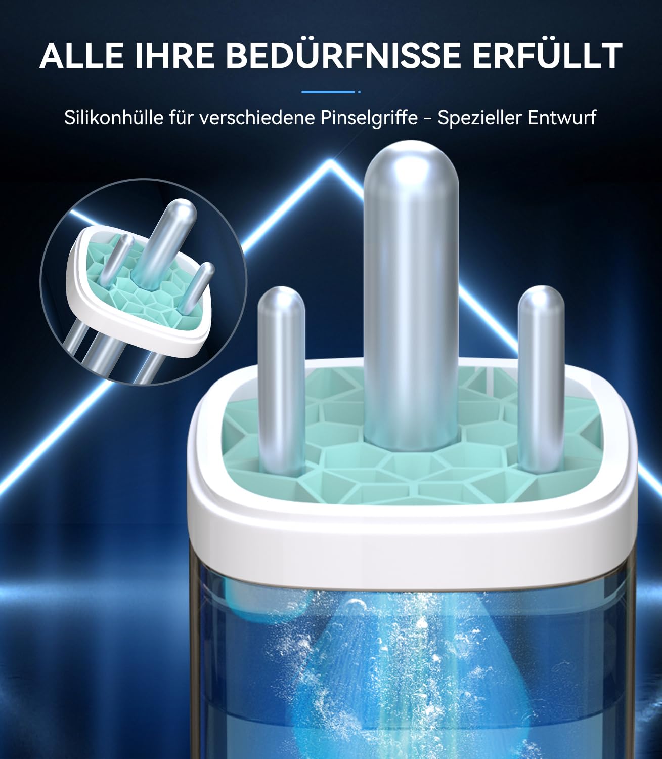 Detergente per pennelli elettrico. Più potenti prestazioni di pulizia – lampada UV medica + 7000 giri/min. Dispositivo per la pulizia dei pennelli. Design perfetto. Compatibile con tutte le